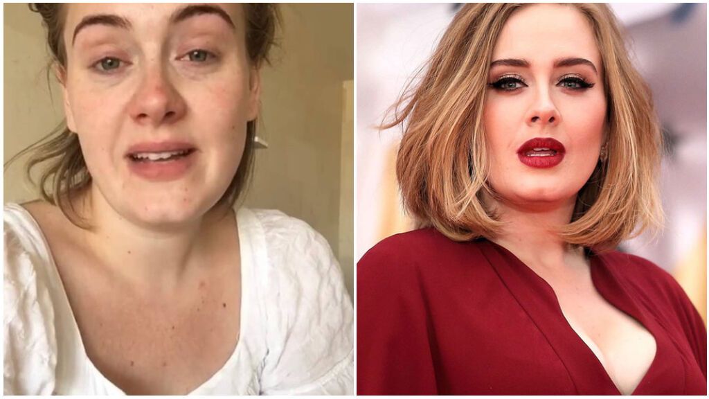 Adele, con y sin maquillaje.