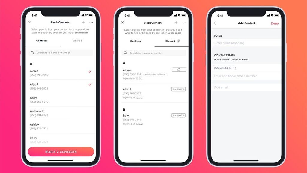 Función de bloquear contactos