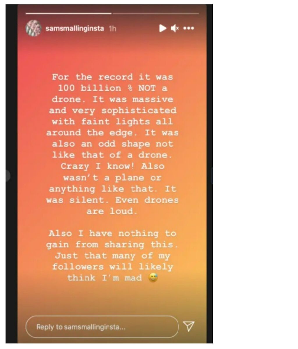 El jugador de la Roma, Chris Smalling y su esposa afirman haber visto un Onvi: "Podía verlo girando con luces y parpadeando por todas partes"