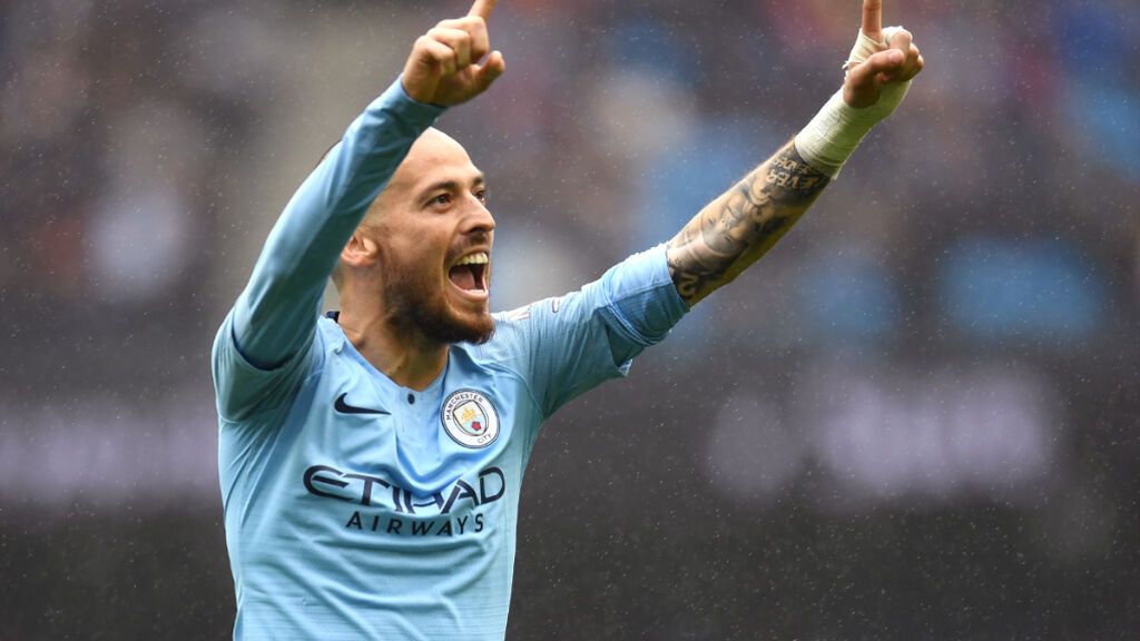 David Silva celebrando un gol con el Manchester City