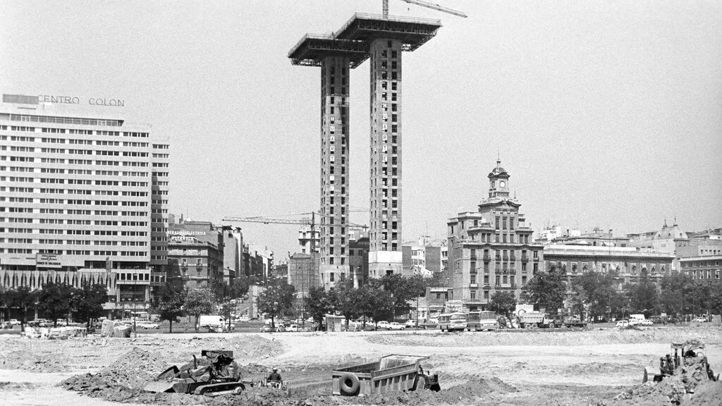 Plaza de Colón en obras en los años 70