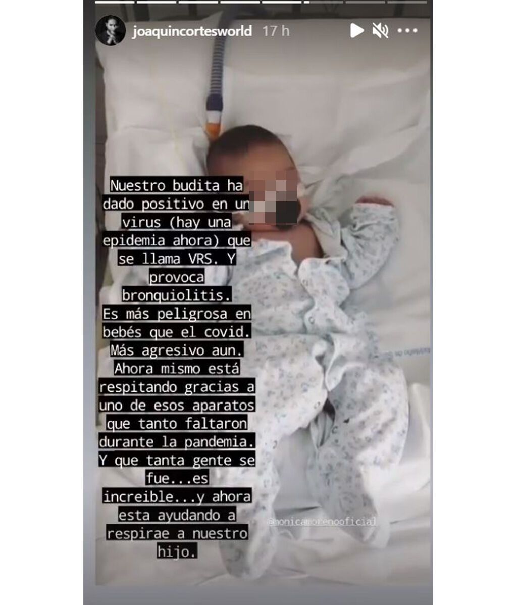Andrea, el hijo de Joaquín Cortés, ingresado en el hospital por el virus VRS