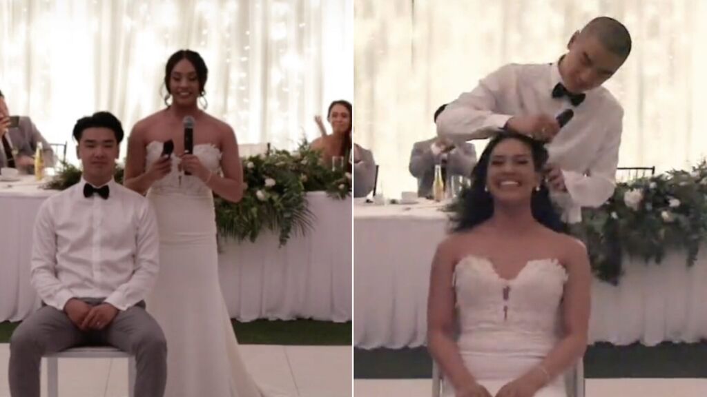 Una pareja se rapa la cabeza en mitad de su boda para solidarizarse con la madre de la novia que tiene cáncer
