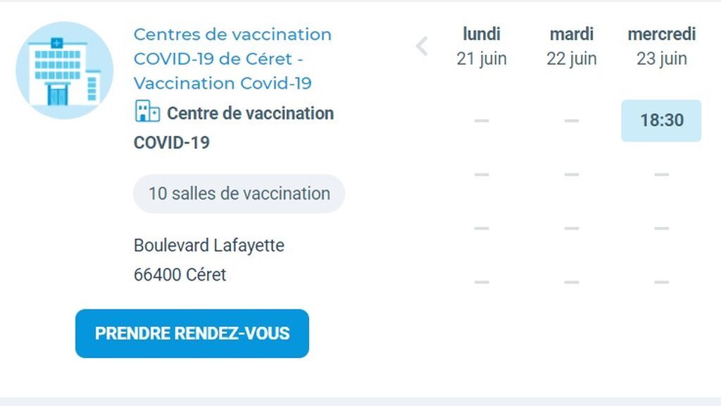 Proceso de cita para vacunación en Francia