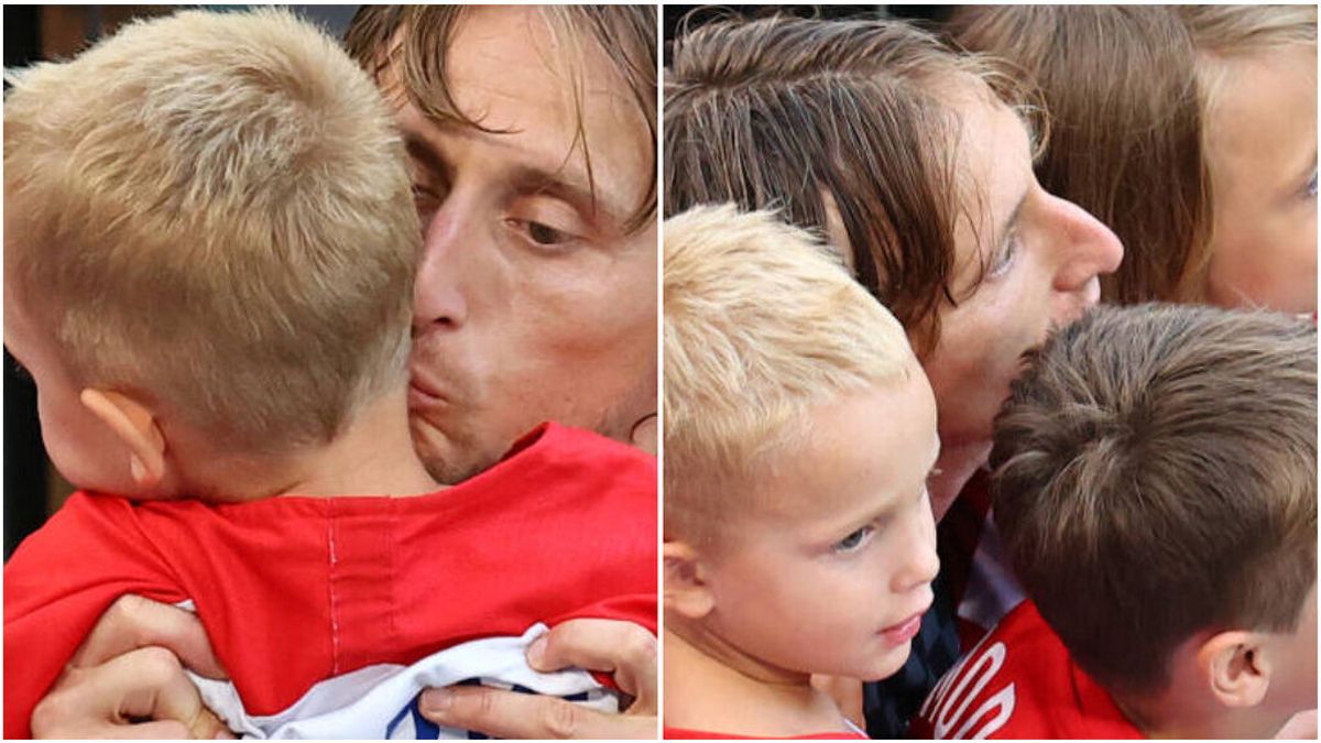 Luka Modric fue consolado por sus tres hijos al ser eliminado por España