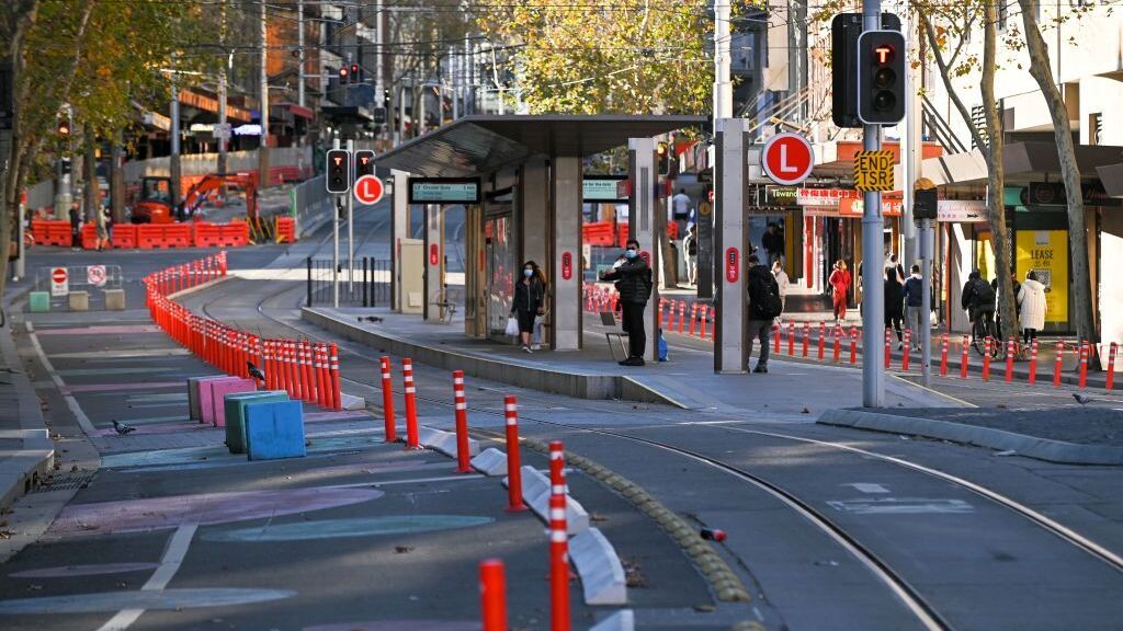 Calles del centro de Sidney, cerrado por las nuevas restricciones por la pandemia