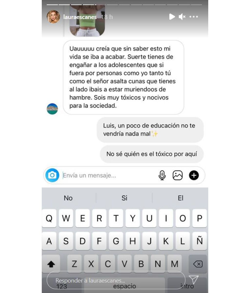 Laura Escanes responde a un seguidor que acusa a su marido de ser un "asaltacunas"