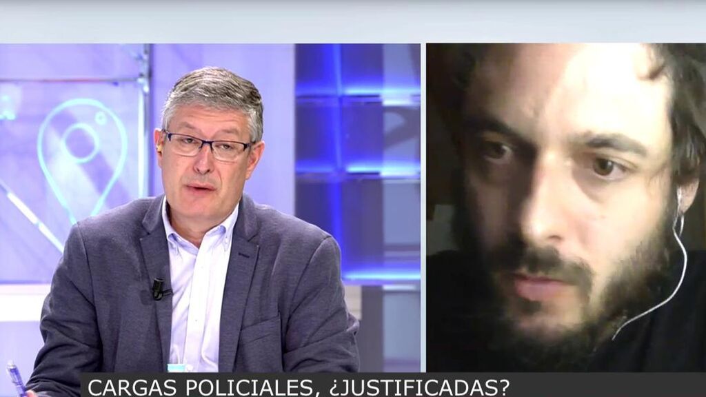 Un agredido en las cargas policiales de la manifestación de Madrid se enfrenta a José María Benito