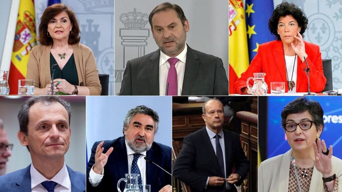 Los ministros que salen del Gobierno: Calvo, Duque, Celaá, González-Laya, Campo, Ábalos y Uribes