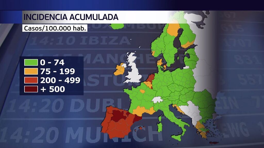 El mapa del covid que nos saca los colores en Europa