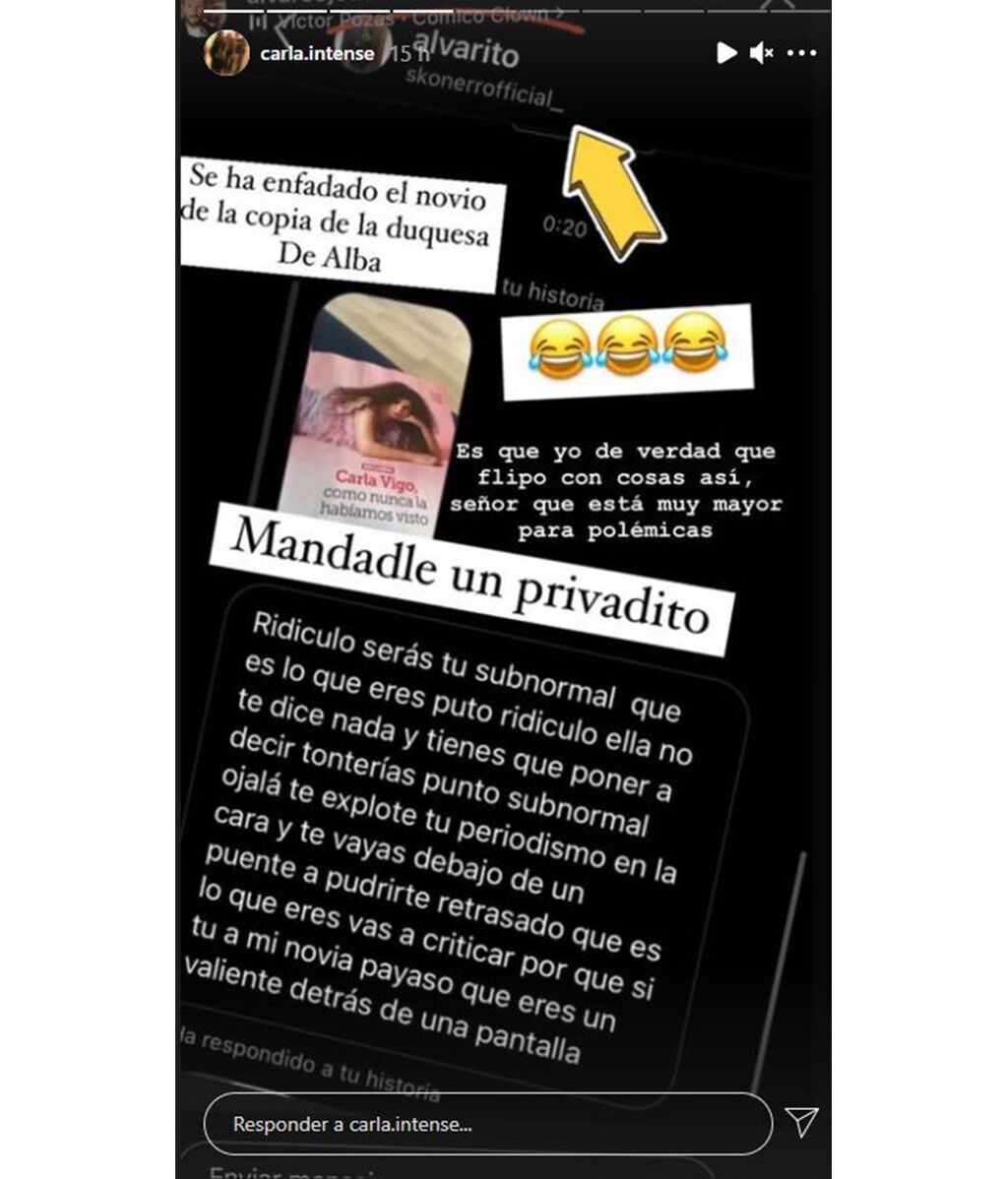 Carla Vigo y su novio se enfrentan a Álvaro Ojeda