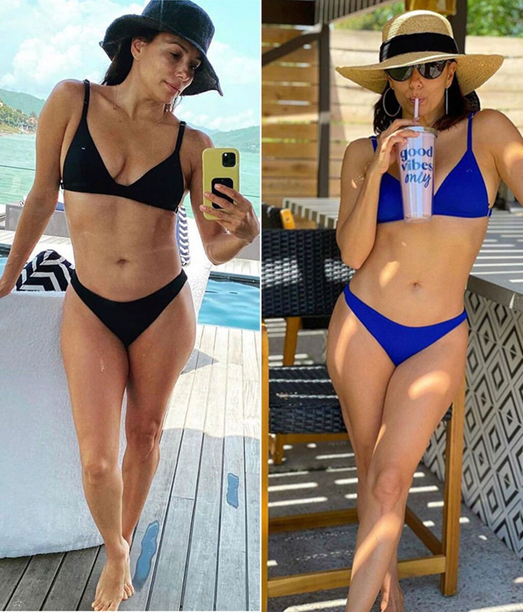 Eva Longoria con bikinis de triángulo