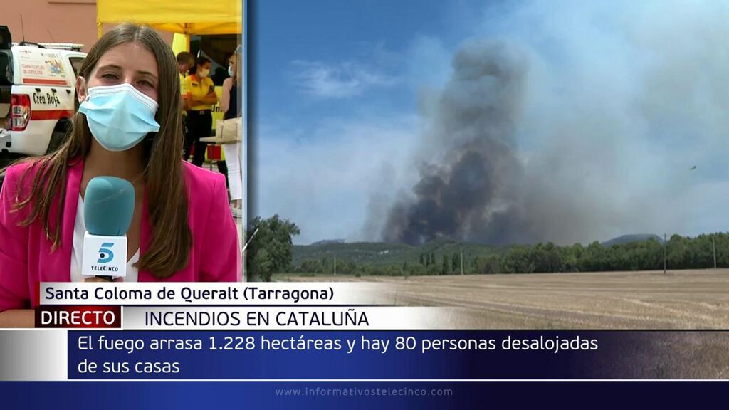 El fuego de Santa Coloma de Queralt, Tarragona, ha quemado ya 1.200 hectáreas