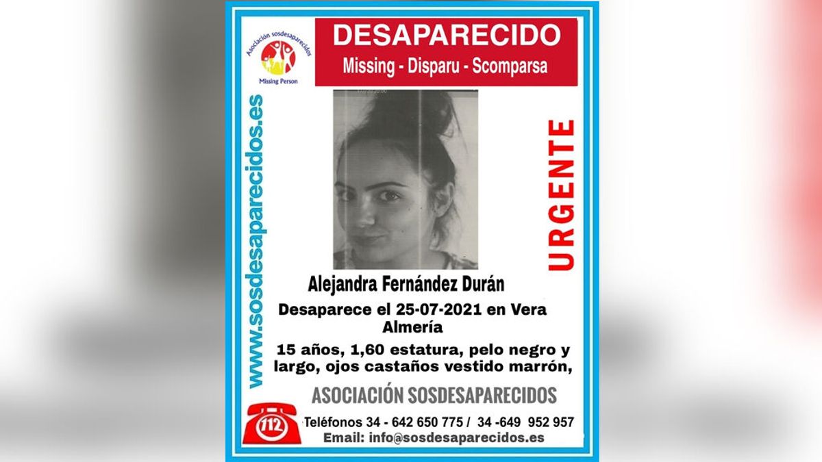 Buscan a Alejandra Fernández, una menor de 15 años desaparecida en Vera, Almería