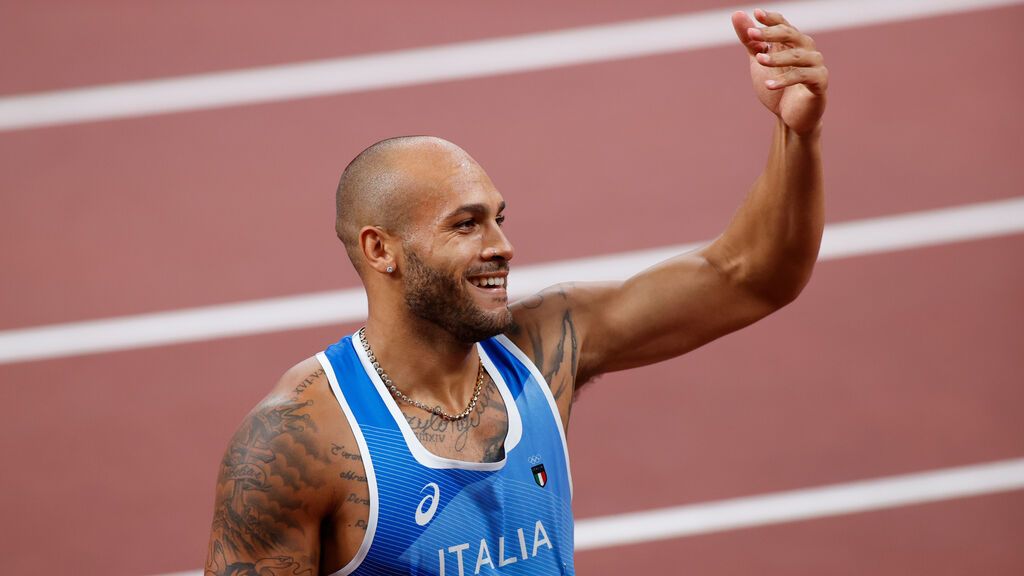 Marcell Lamont Jacobs tras imponerse en la final de 100 metros lisos