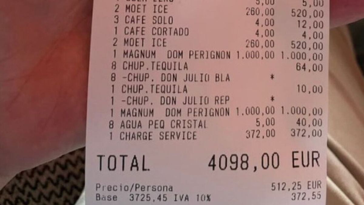 La cuenta viral de más de 4.000 euros por cenar en un restaurante de Marbella