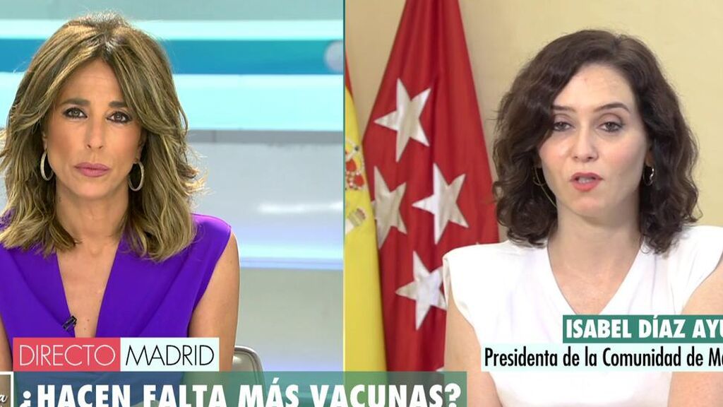 Isabel Díaz Ayuso aclara la falta de vacunas y la posibilidad de aumentar las restricciones en Madrid
