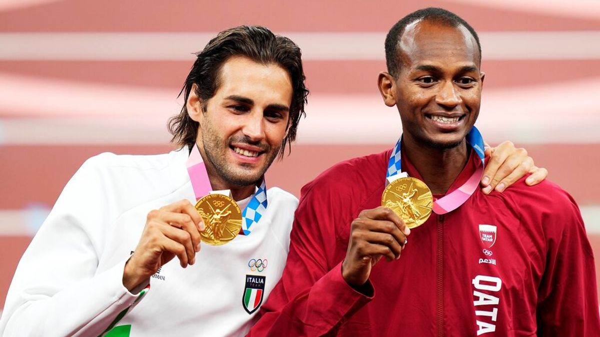 Gianmarco Tamberi y Mutaz Barshim