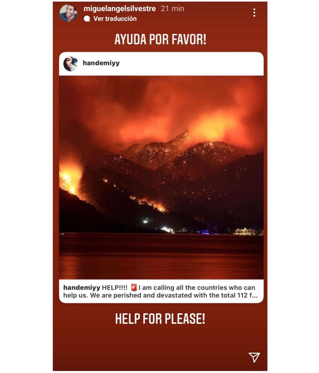 Miguel Ángel Silvestre se hace eco de los incendios de Turquía