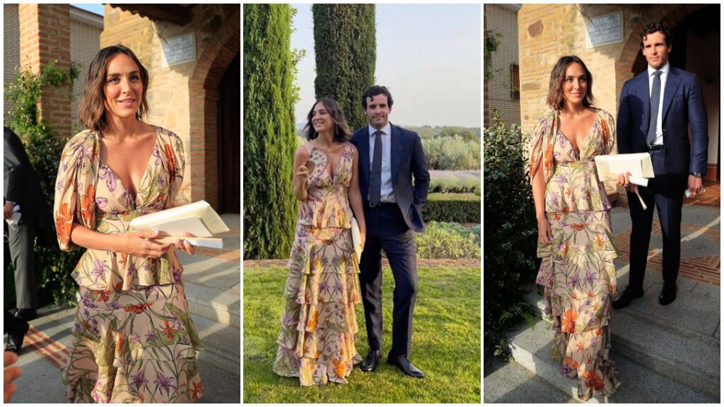 Tamara lució un bonito vestido para la boda de Felipe Cortina.