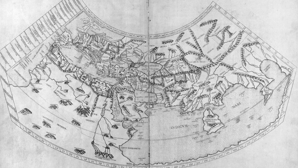 Mapa de Ptolomeo. Geografia, 1478. British Library