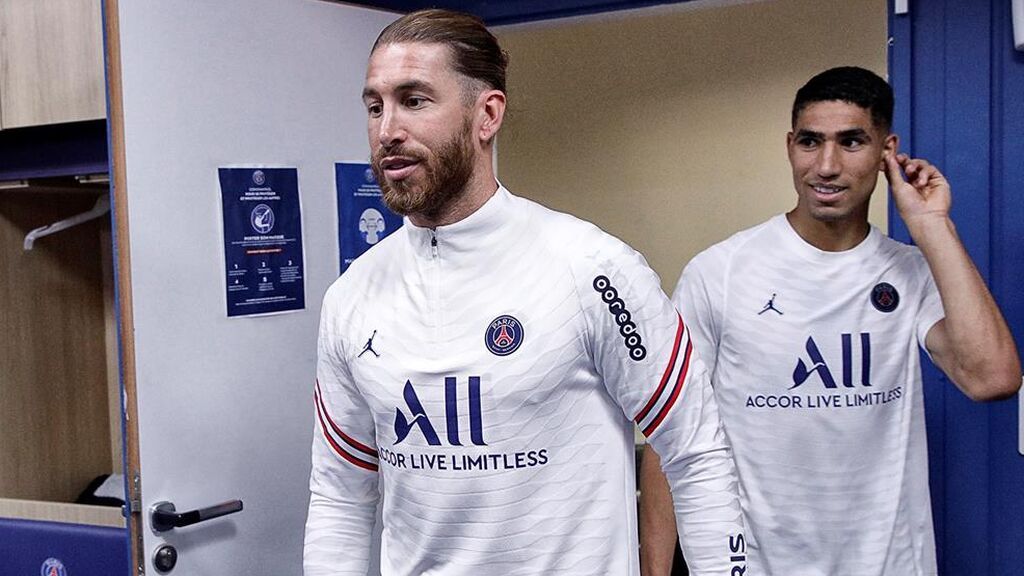 Sergio Ramos, en el vestuario del PSG.