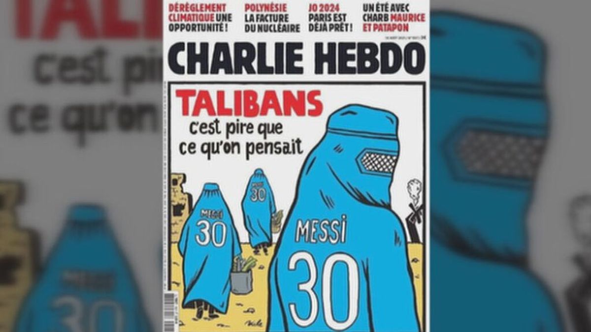 La portada de Charlie Hebdo relaciona a Messi, Catar y los talibanes