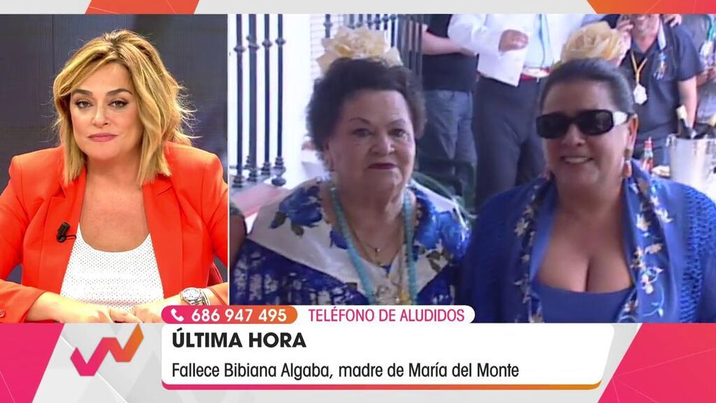Toñi Moreno descubre en directo que ha fallecido la madre de María del Monte