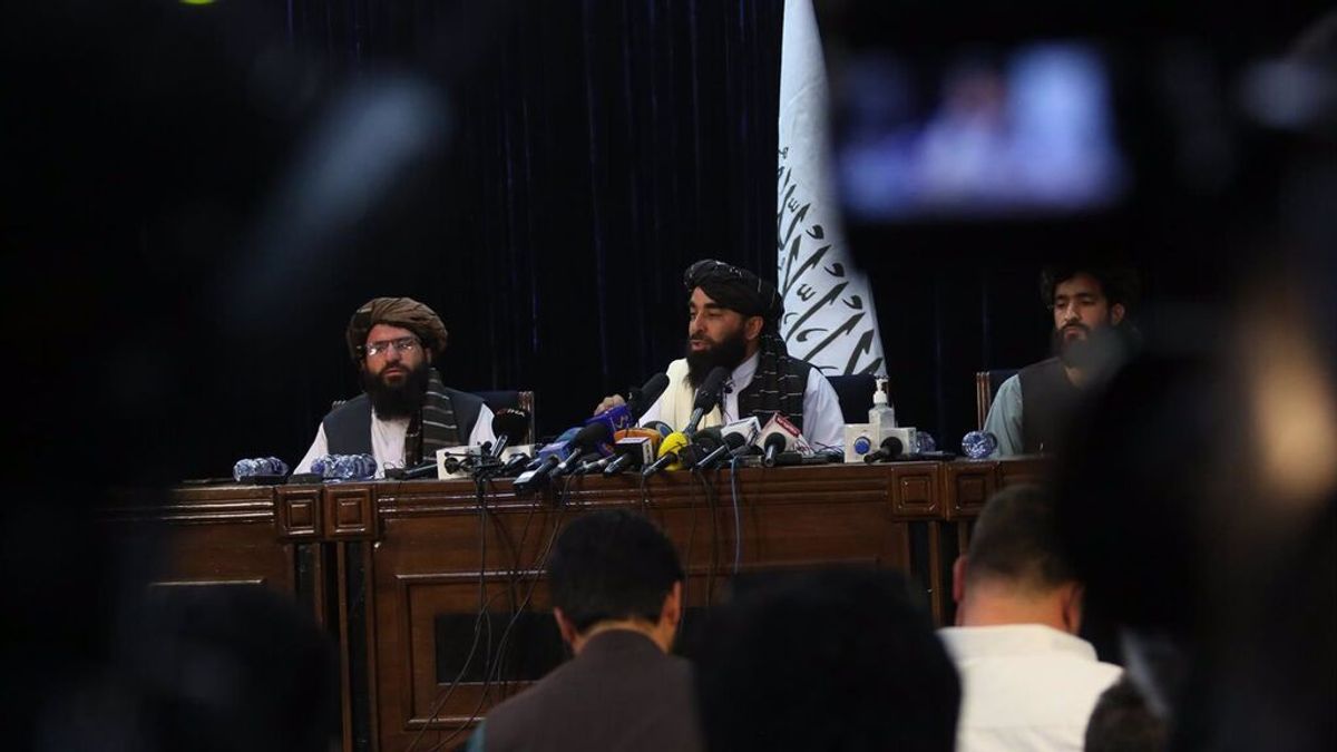 Rueda de prensa de los talibán en Kabul