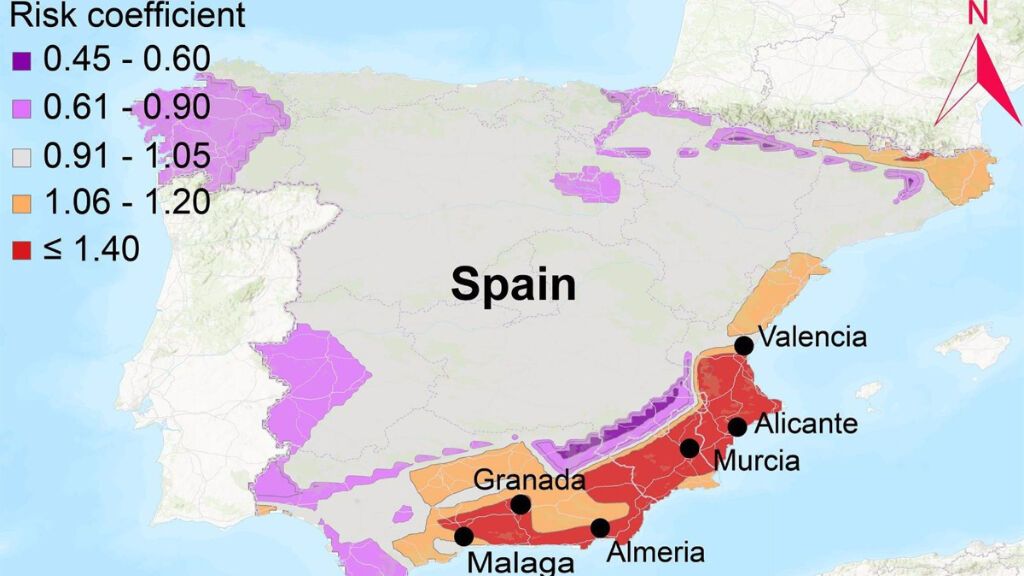 Mapa de coeficiente de riesgo actual