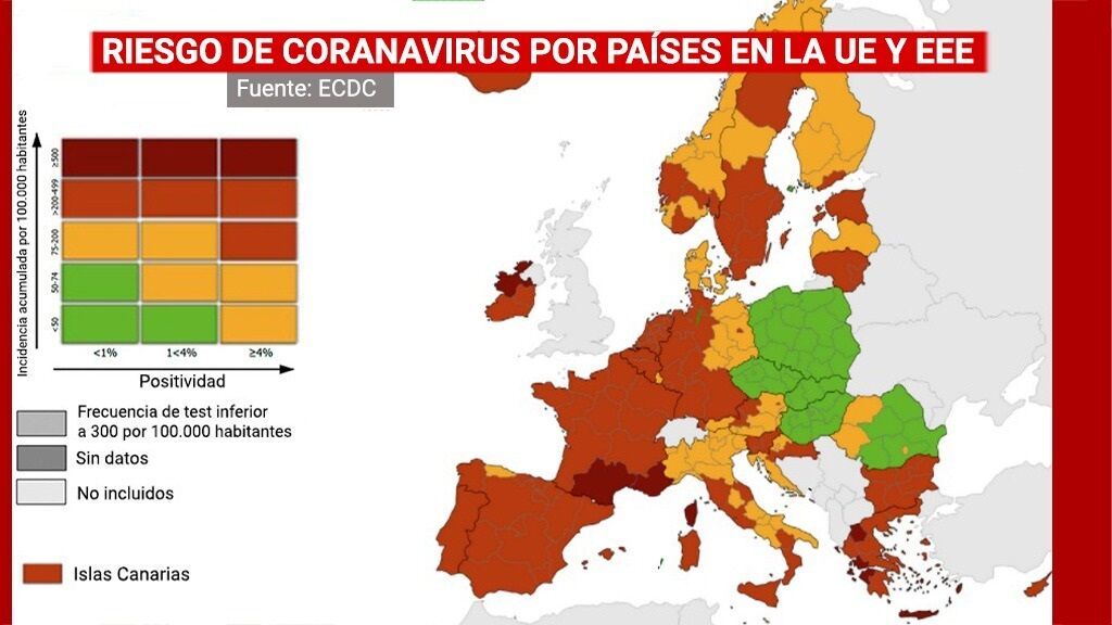 Riesgo de coronavirus por países en la UE y EEE