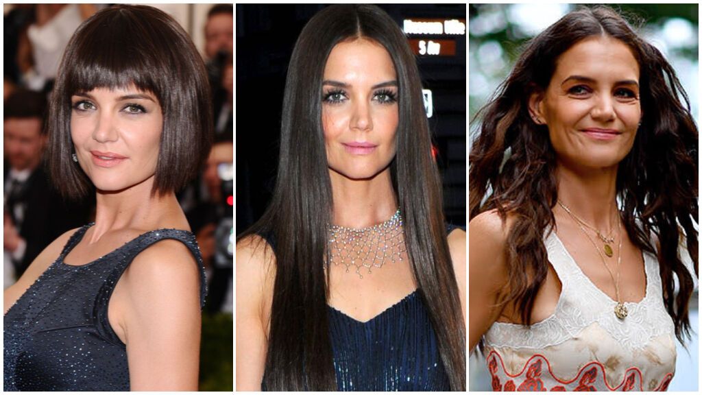 Del corte bob a la melena con ondas y el cabello XXL: esta ha sido la evolución de los cortes de pelo de Katie Holmes.