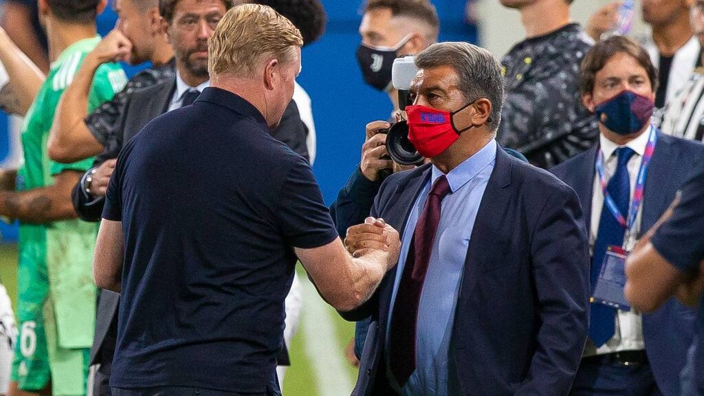 Laporta y Koeman, durante la pretemporada.