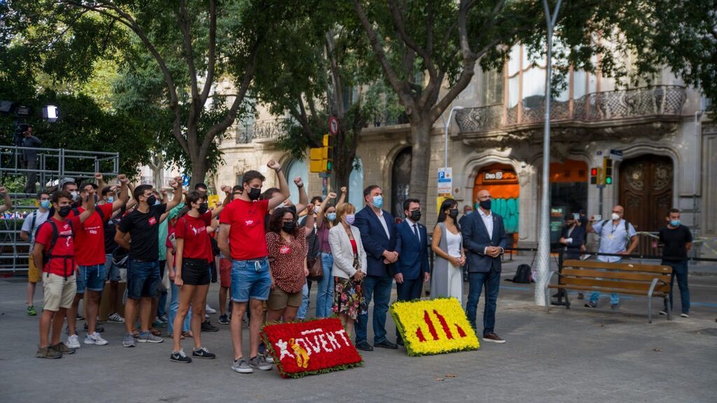 Ofrenda de ERC ante el momento de Rafael Casanova en Barcelona por la Diada