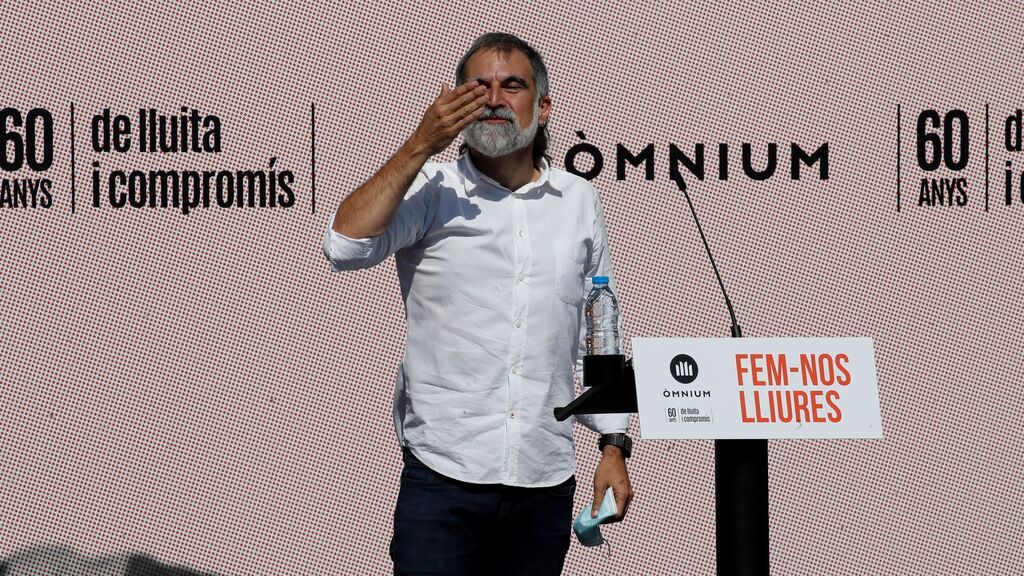 El presidente de Òmnium Cultural, Jordi Cuixart, durante su intervención en un acto político