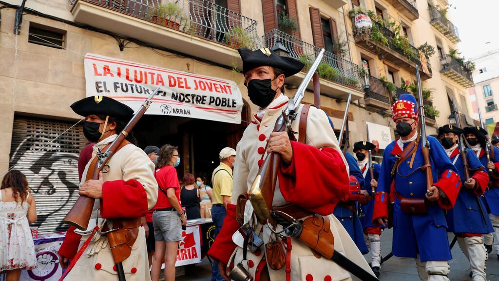 Ambiente en el paseo del Borne este sábado durante la celebración de la Diada