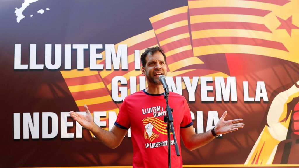 El secretario Nacional de ANC, Adrián Alsina, durante el acto independentista