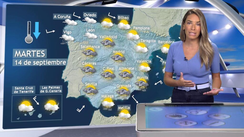 Tormentas fuertes y brusco descenso térmico: el tiempo para el martes en España