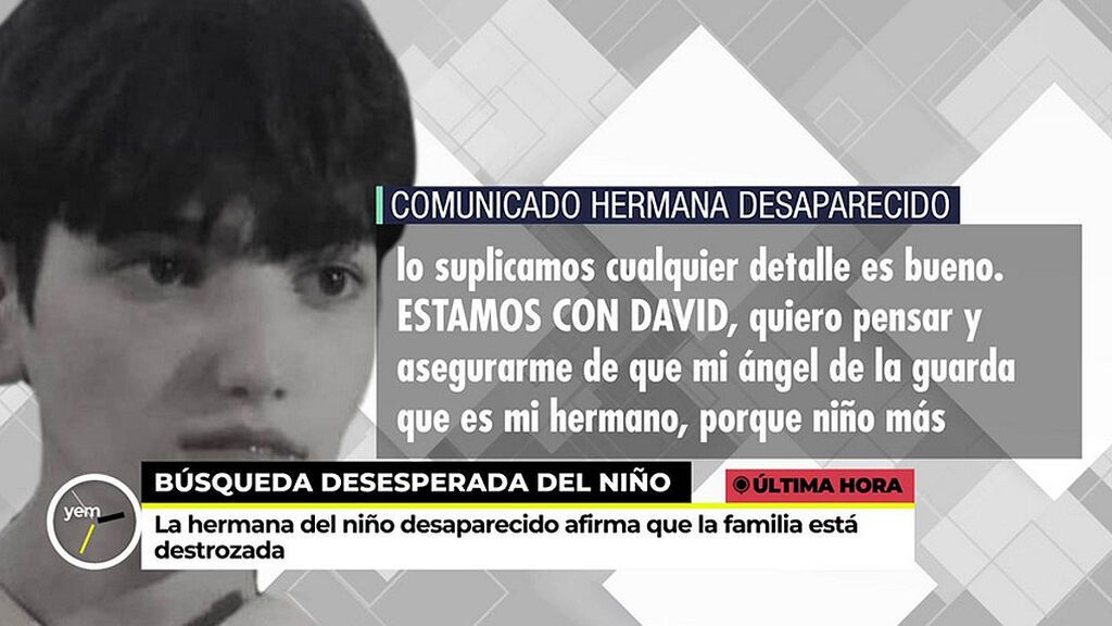 La familia de David, el niño desaparecido en Morón, está convencido de que sigue con vida