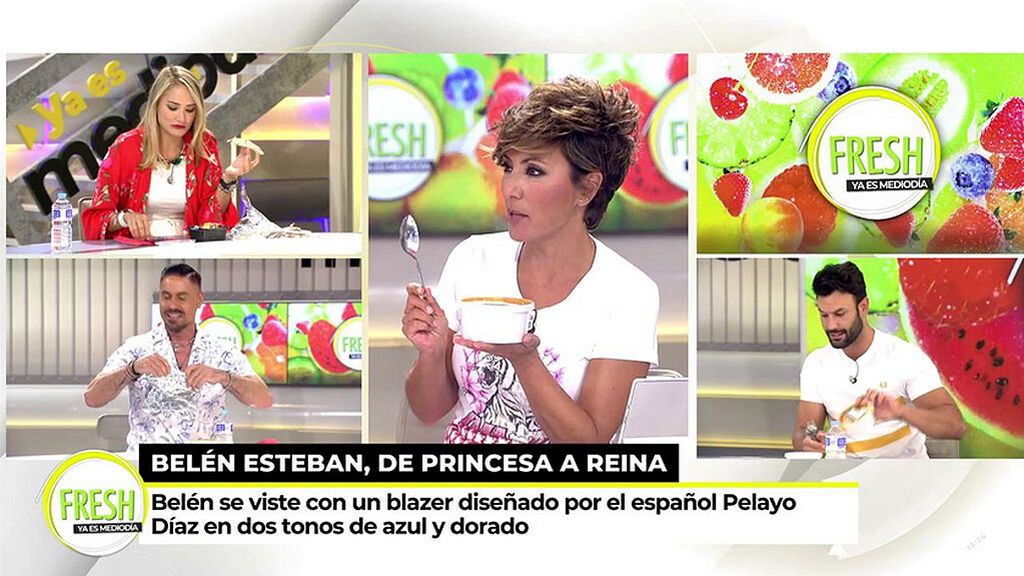 Los colaboradores del Fresh comiendo el menú que eligió la Reina Letizia