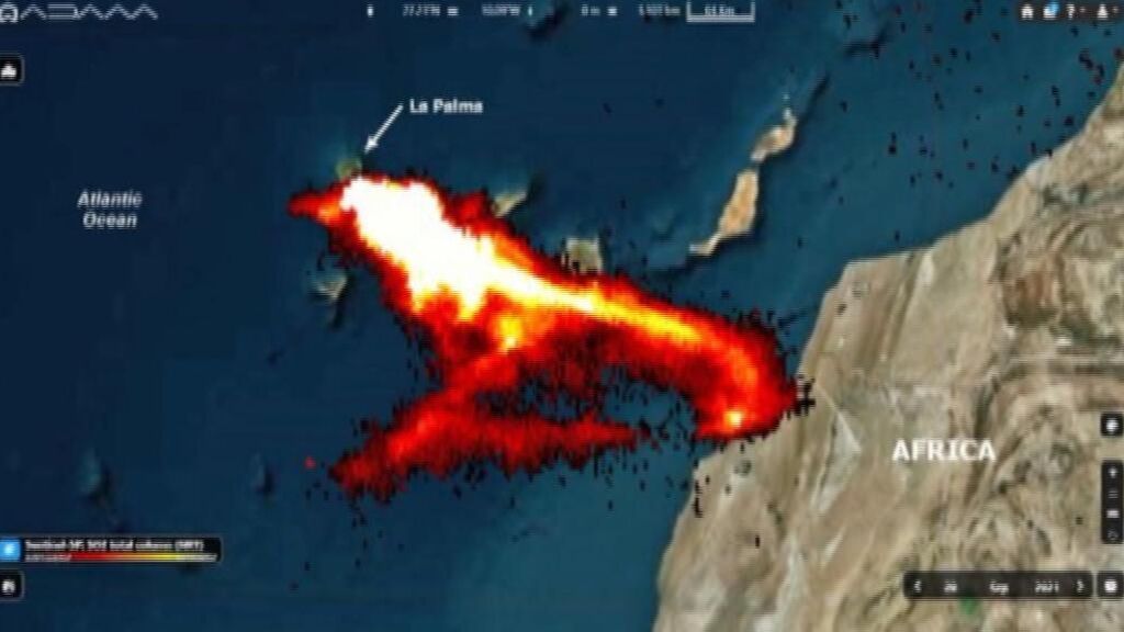 La erupción del volcán de La Palma a vista de satélite