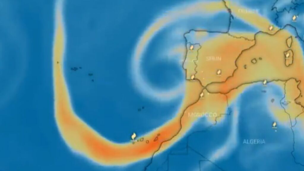La llegada a la Península de la nube de azufre del volcán de La Palma es inminente