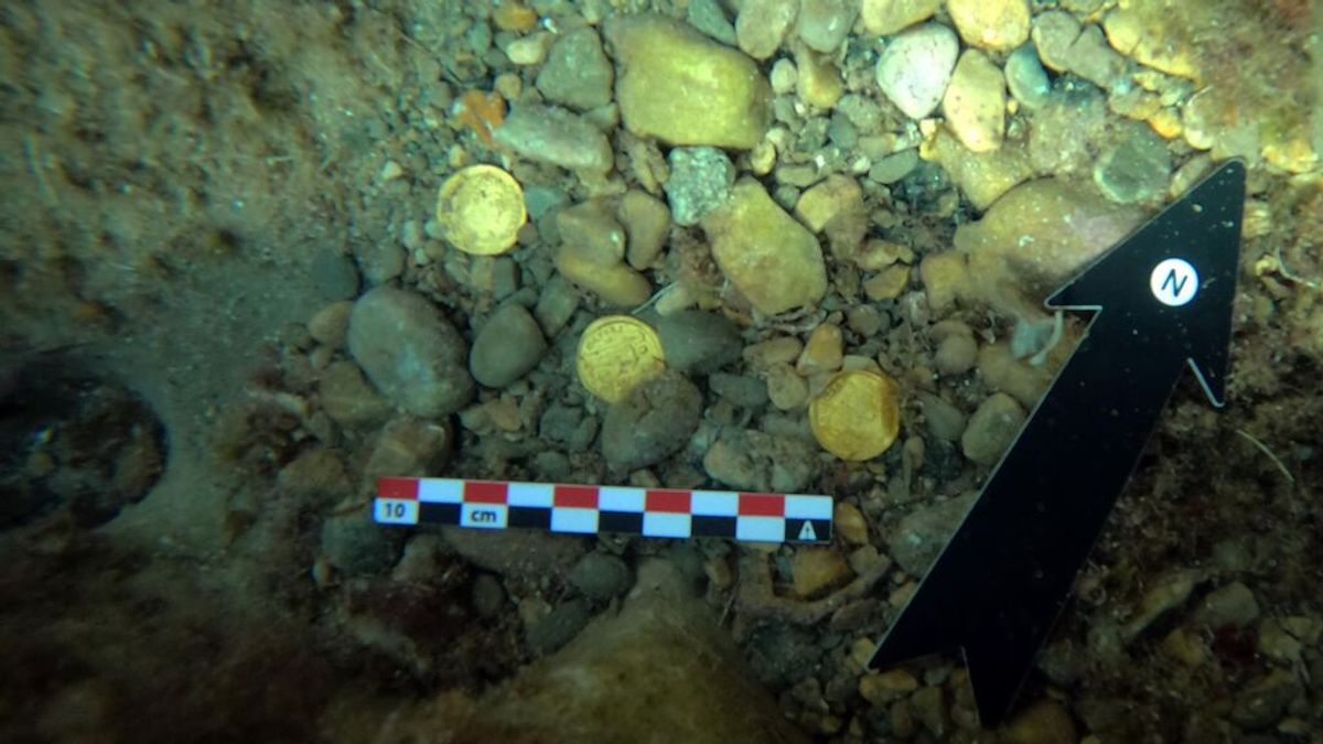 Dos buceadores aficionados encuentran 53 monedas de oro de los siglos IV y V en el fondo marino de Alicante Dos buceadores aficionados encuentran 53 monedas de oro de los siglos IV y V en el fondo marino de Alicante