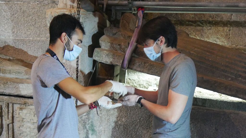 Investigadores trabajando durante el proceso de exhumación.