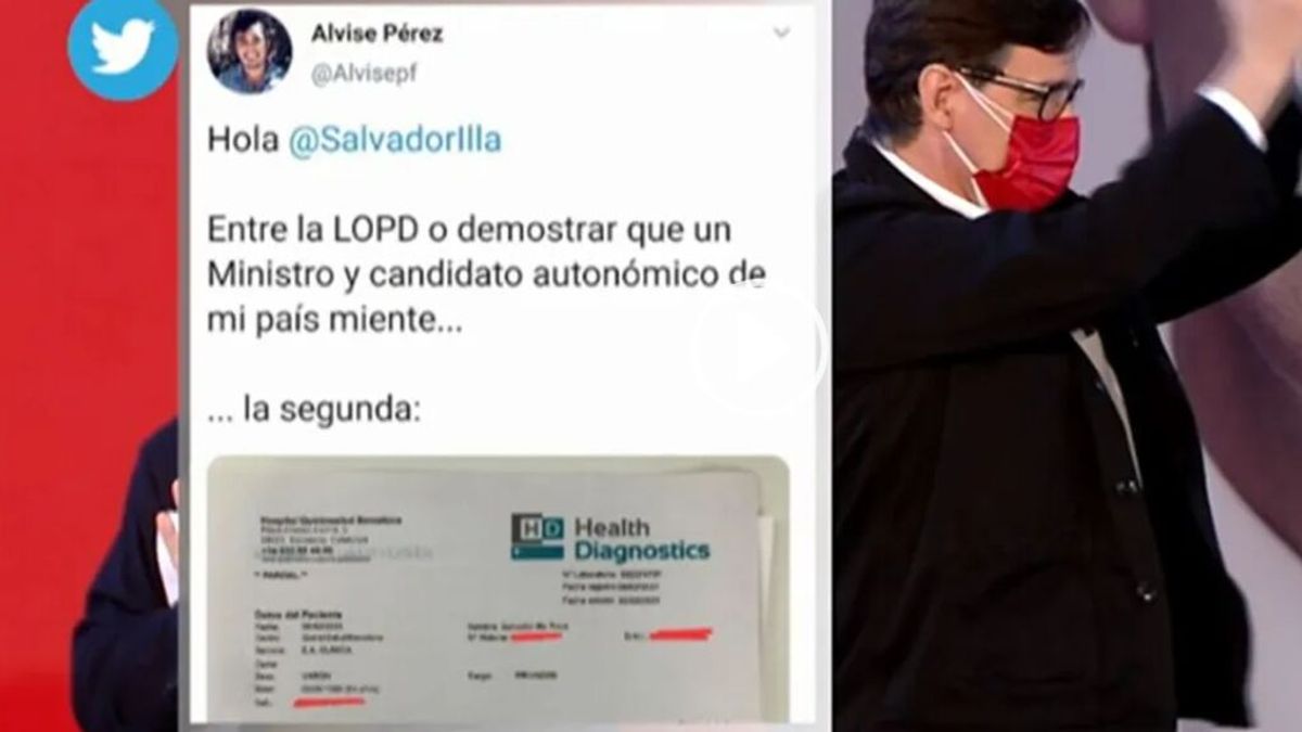 El tuitero  Alvise Pérez reconoce que colgó en la red sin comprobar la falsa PCR positiva de Salvador Illa