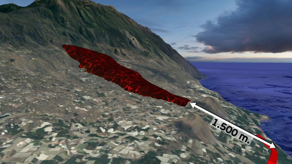 La lava del volcán de La Palma continúa avanzando hacia el mar: así captan los satélites si trayectoria