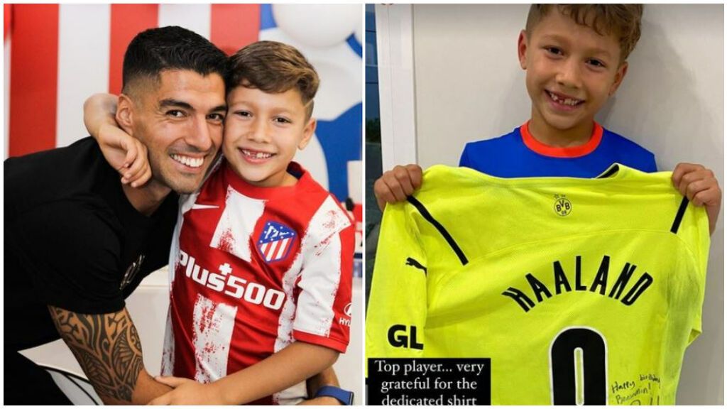 Haaland regala una camiseta firmada al hijo de Luis Suárez por su cumpleaños: "Un jugador y persona top"