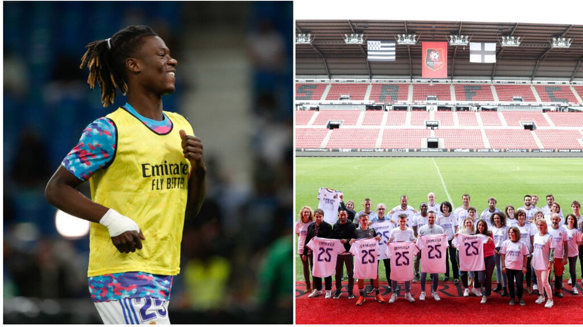 Camavinga cumple su promesa con el staff del Reims: regala 166 camisetas del Real Madrid con su nombre