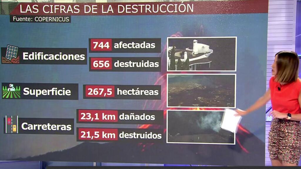 Edificios, superficies y carreteras: la destrucción del volcán de La Palma, en cifras