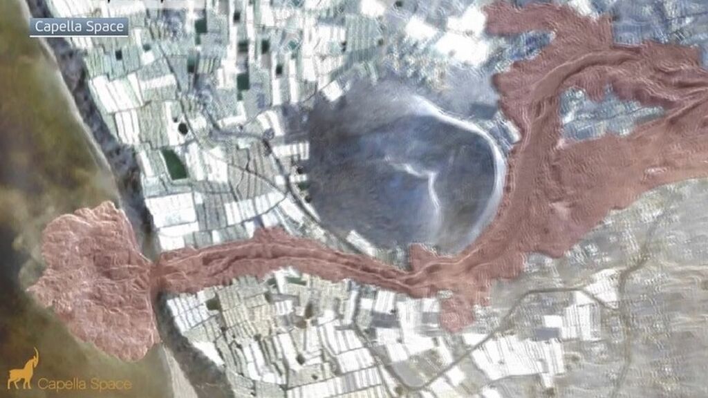 El satélite Copernicus muestra como la lava gana terreno al mar y a la tierra en La Palma